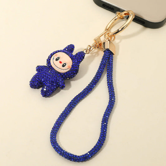 Bling Studded Monster Bunny Figure Phone Strap Keychain Bag Charm