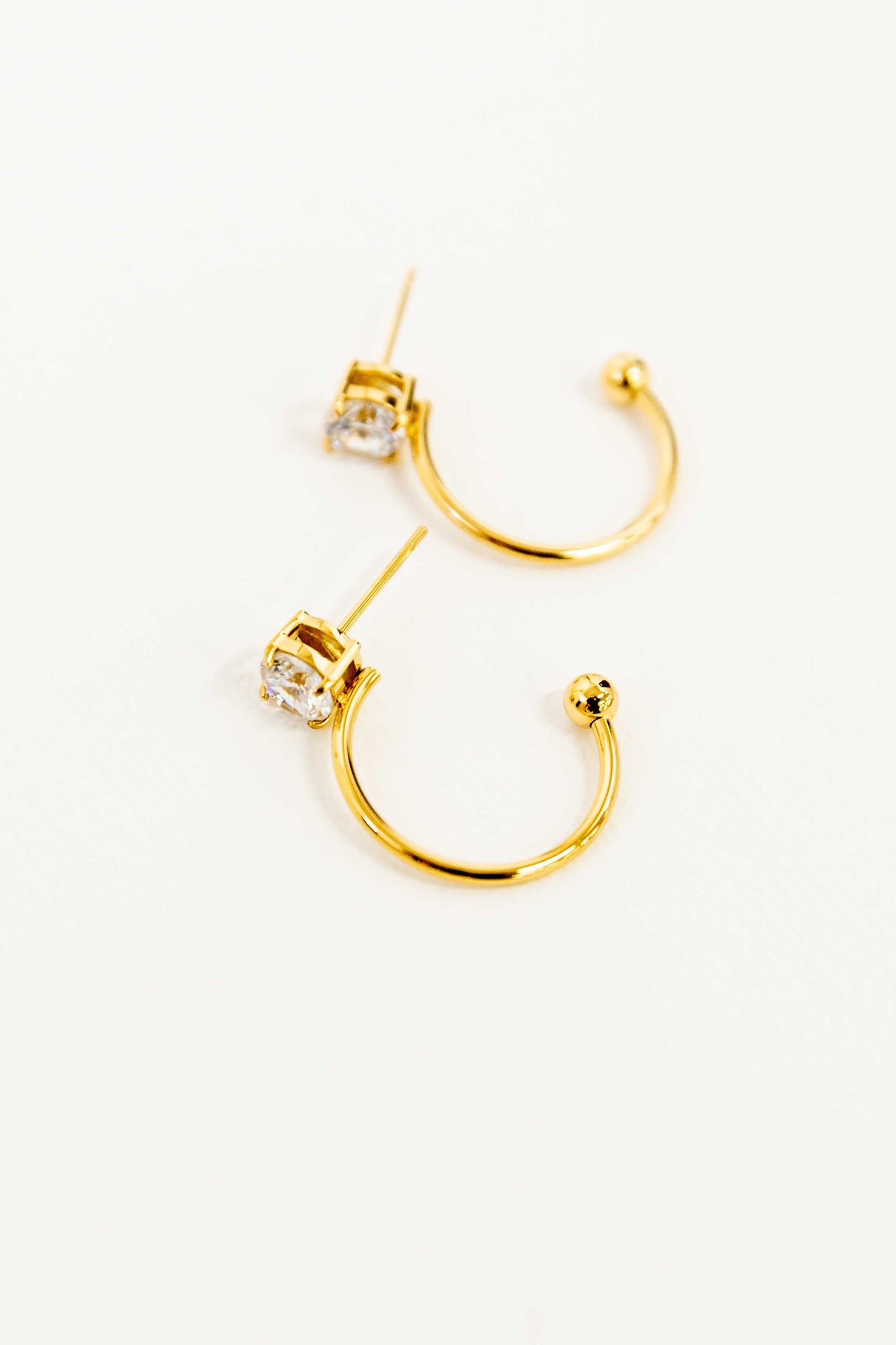 Stone Stud Hoop | Gold