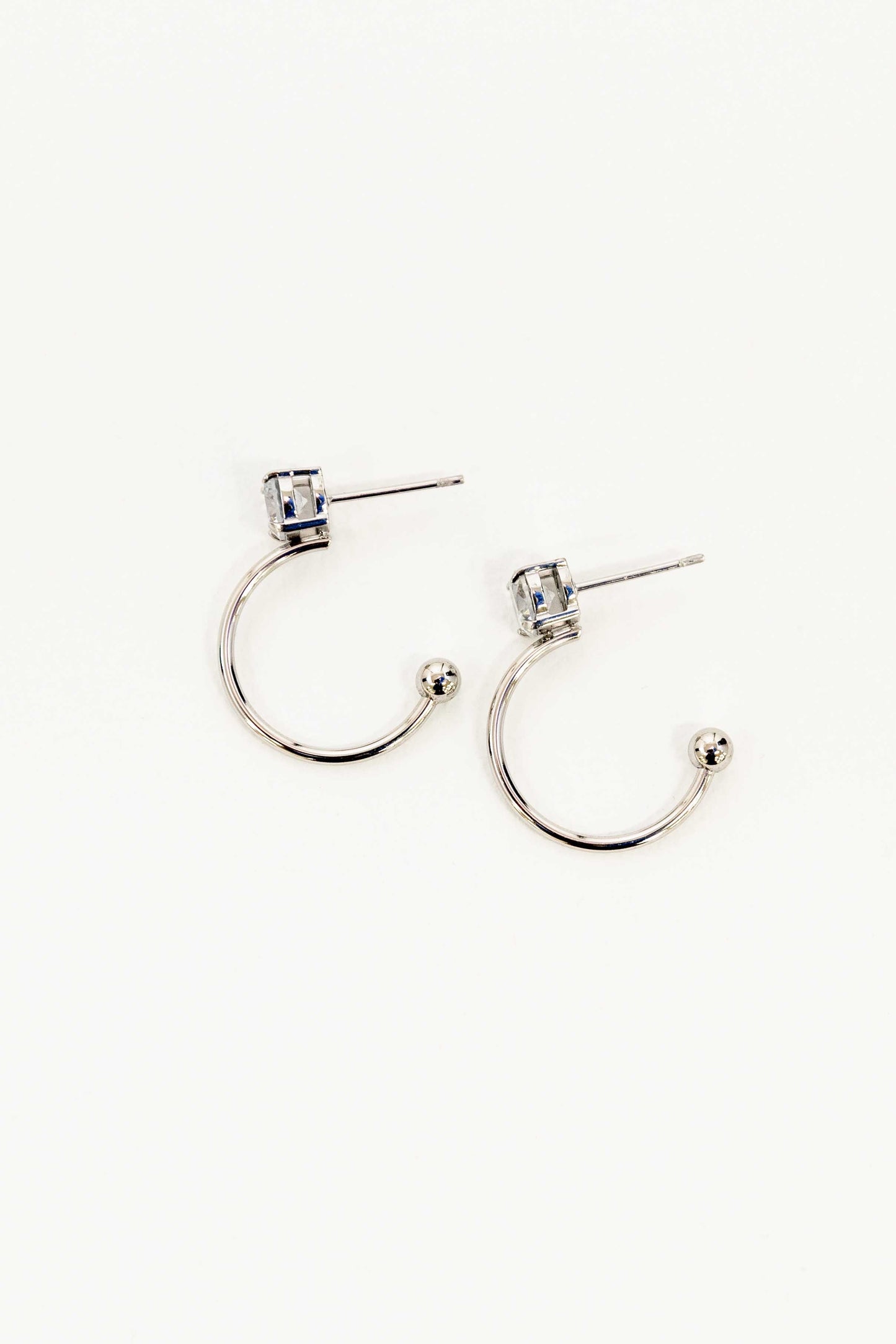 Stone Stud Hoop | Silver