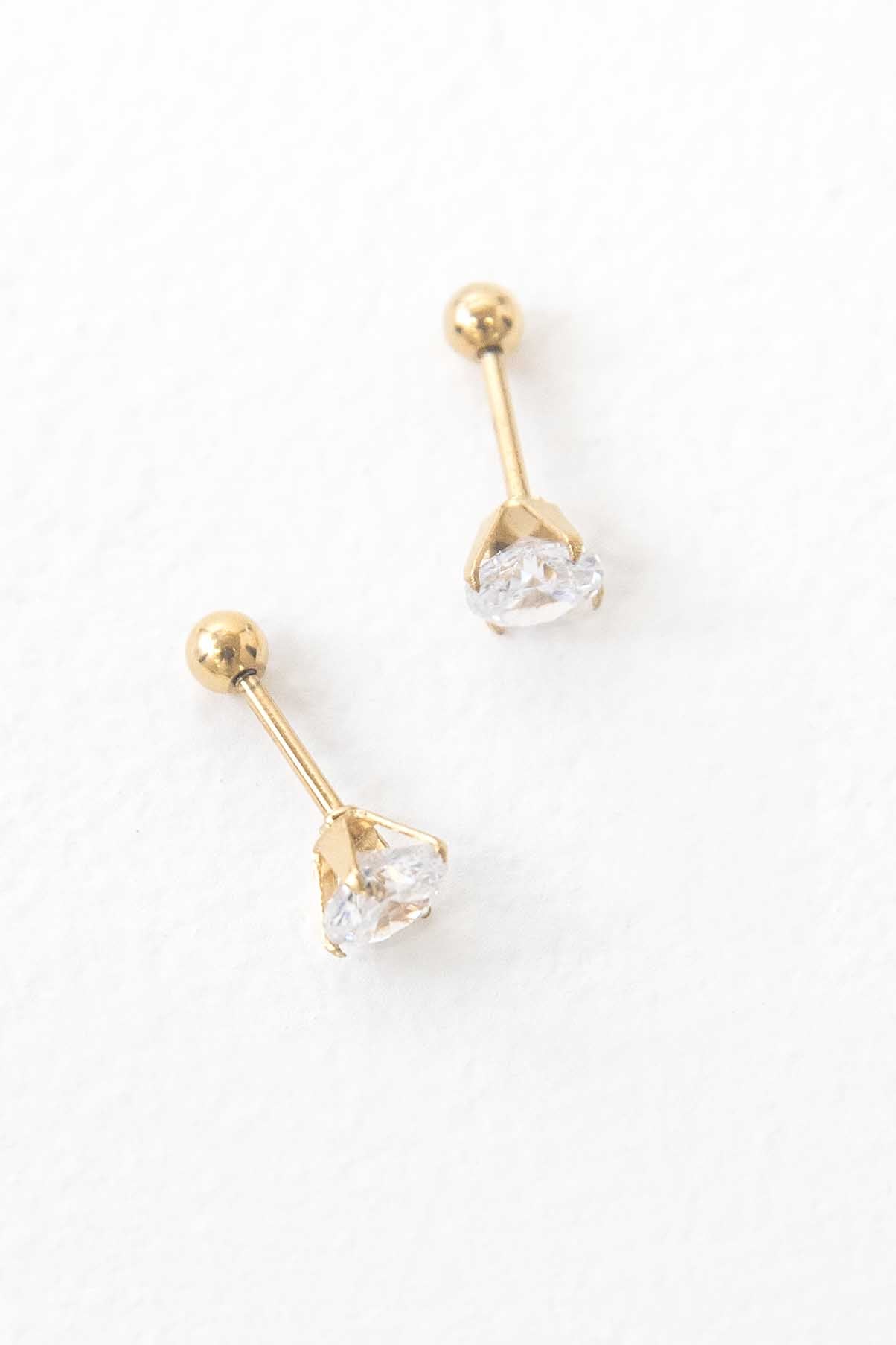 Classic Stone Stud Earrings | Gold