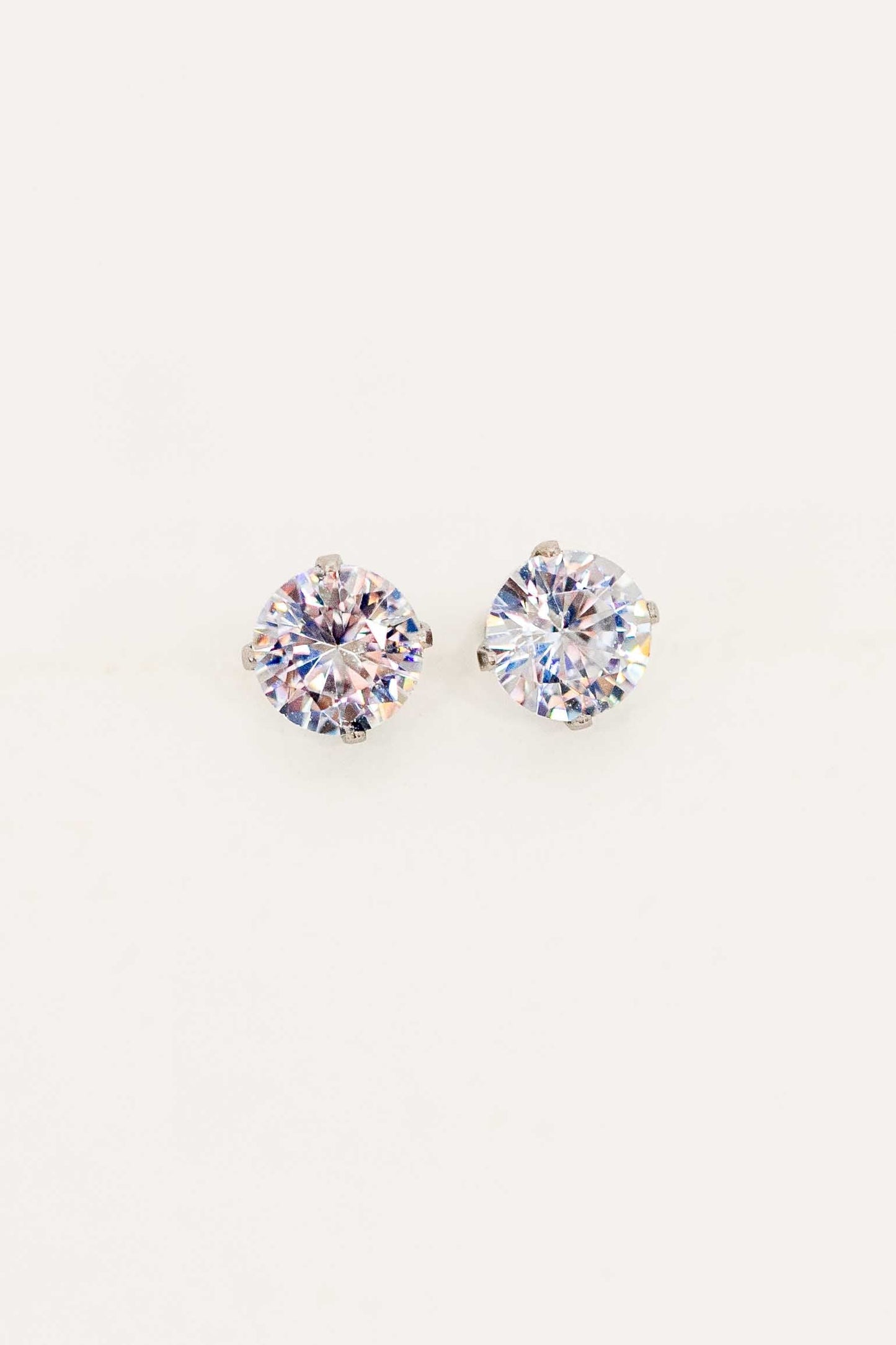 Classic Stone Stud Earrings | Silver