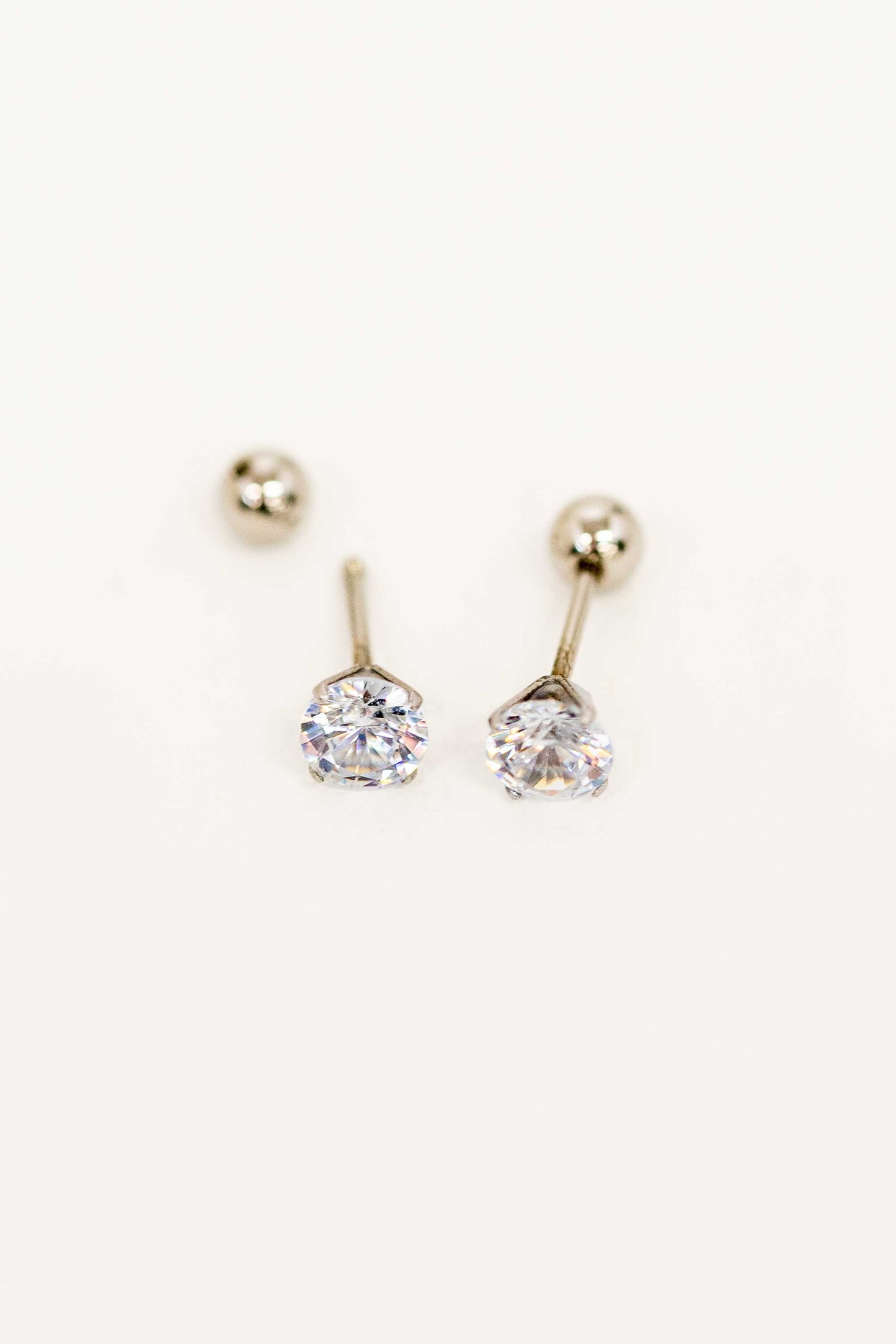 Classic Stone Stud Earrings | Silver