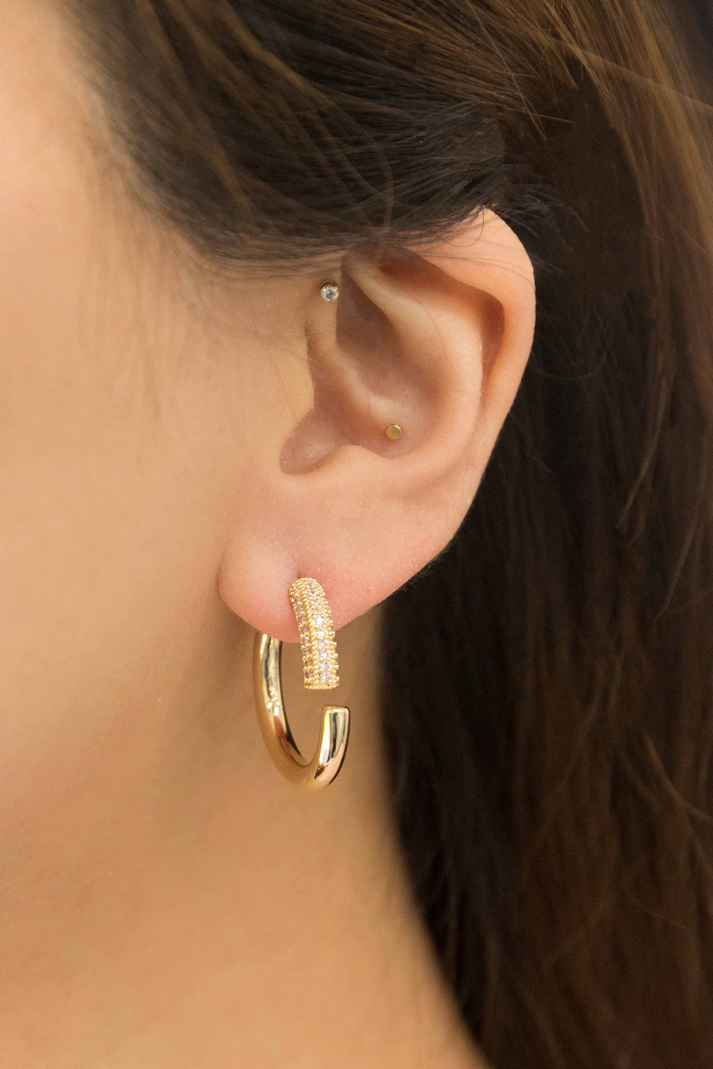 Arc Hoop Ear Jacket Earrings