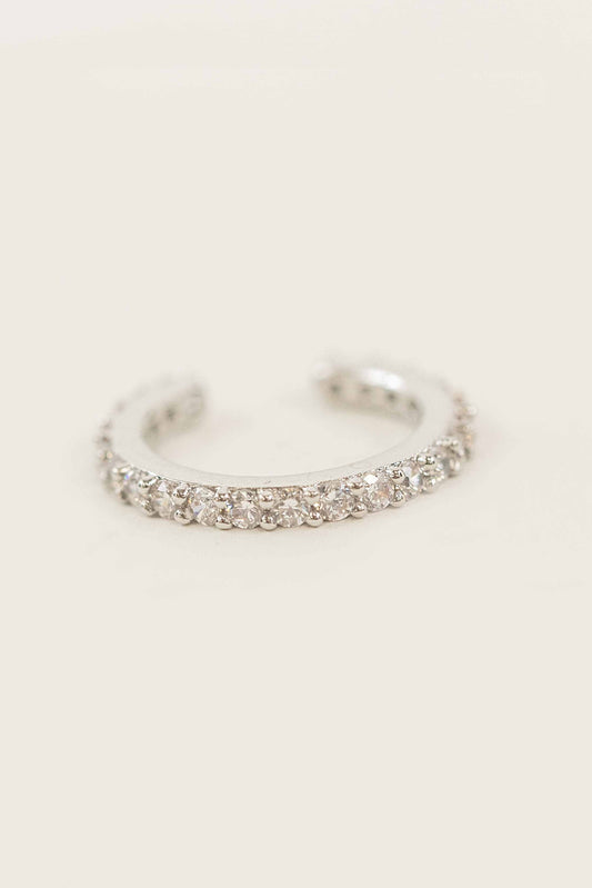 Crystal Cuff Earrings | Silver