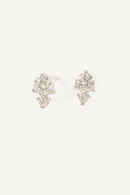 Mini Cluster Stud Earrings | Silver