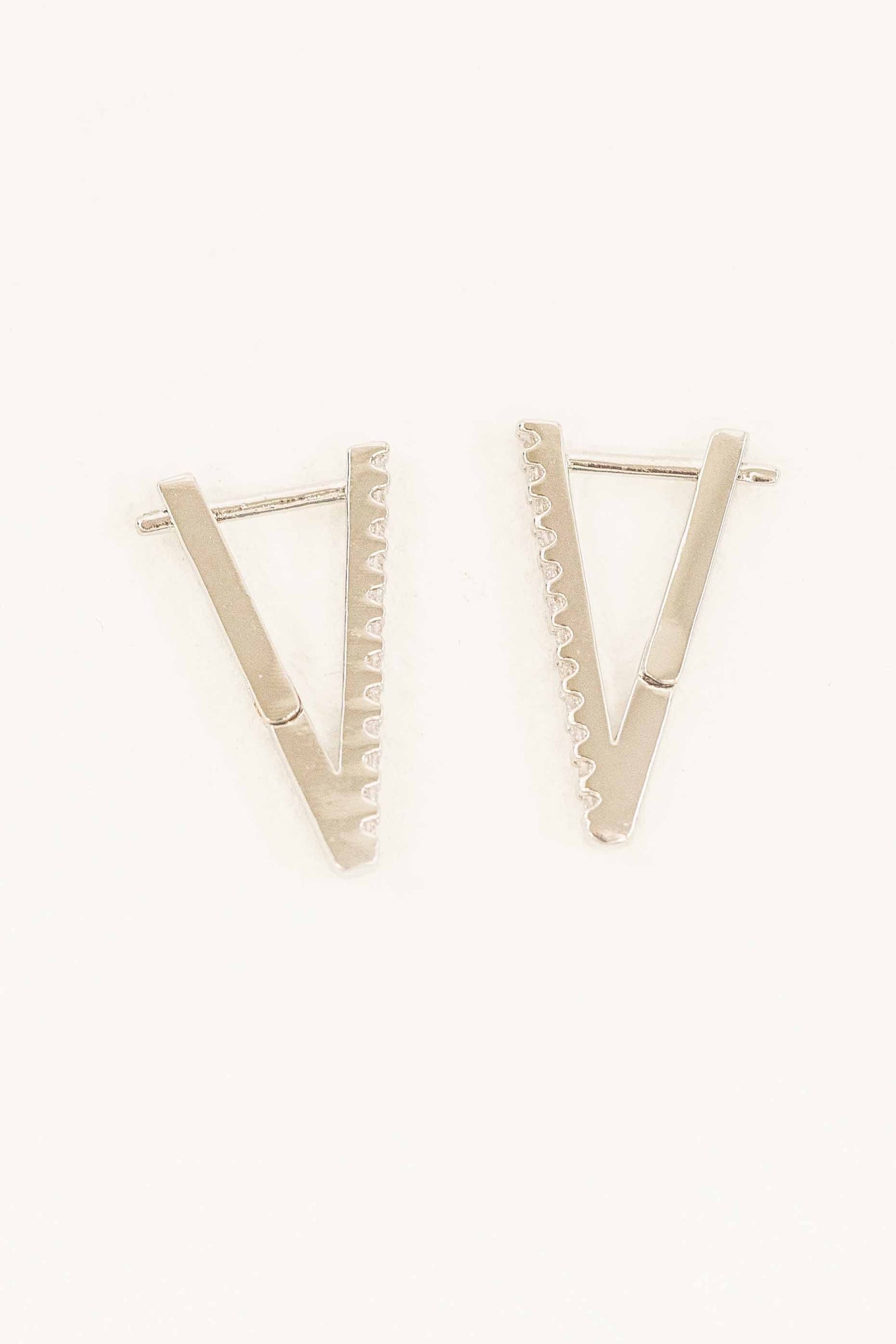 Edged Hoop Earrings | Silver