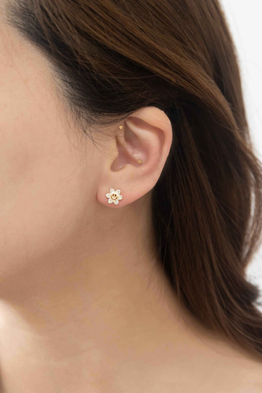 Smiley Flowers Stud Earrings | Gold
