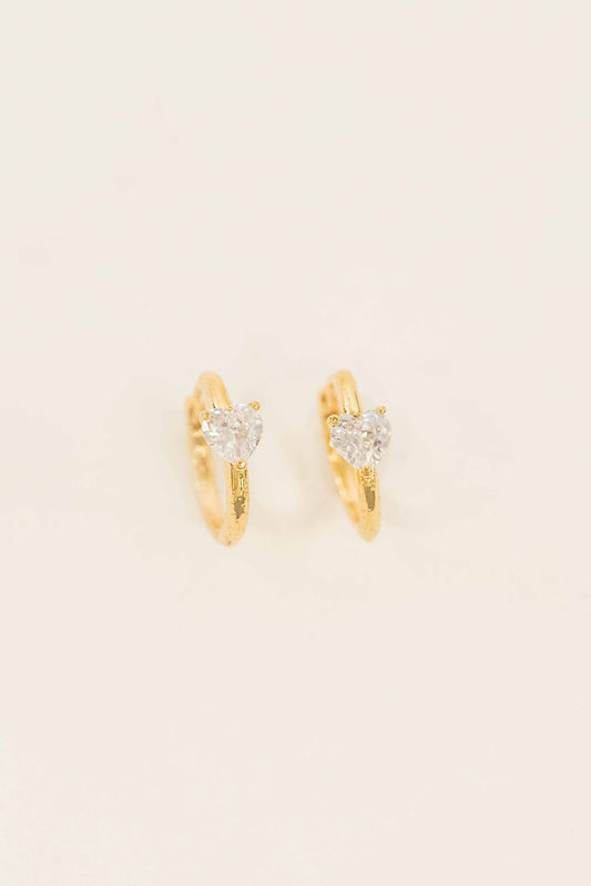 Heart Stone Hoops | Gold