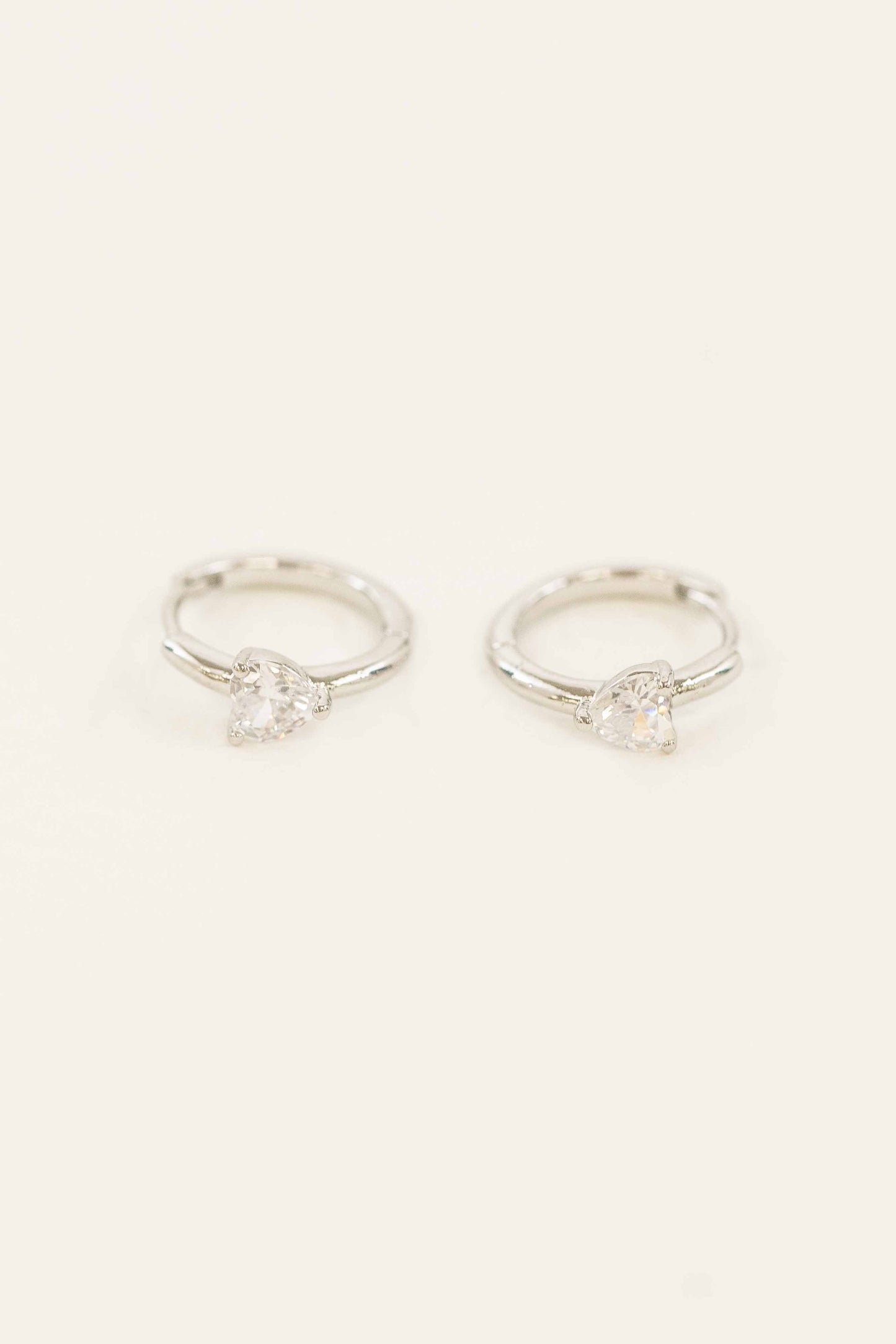 Heart Stone Hoops | Silver