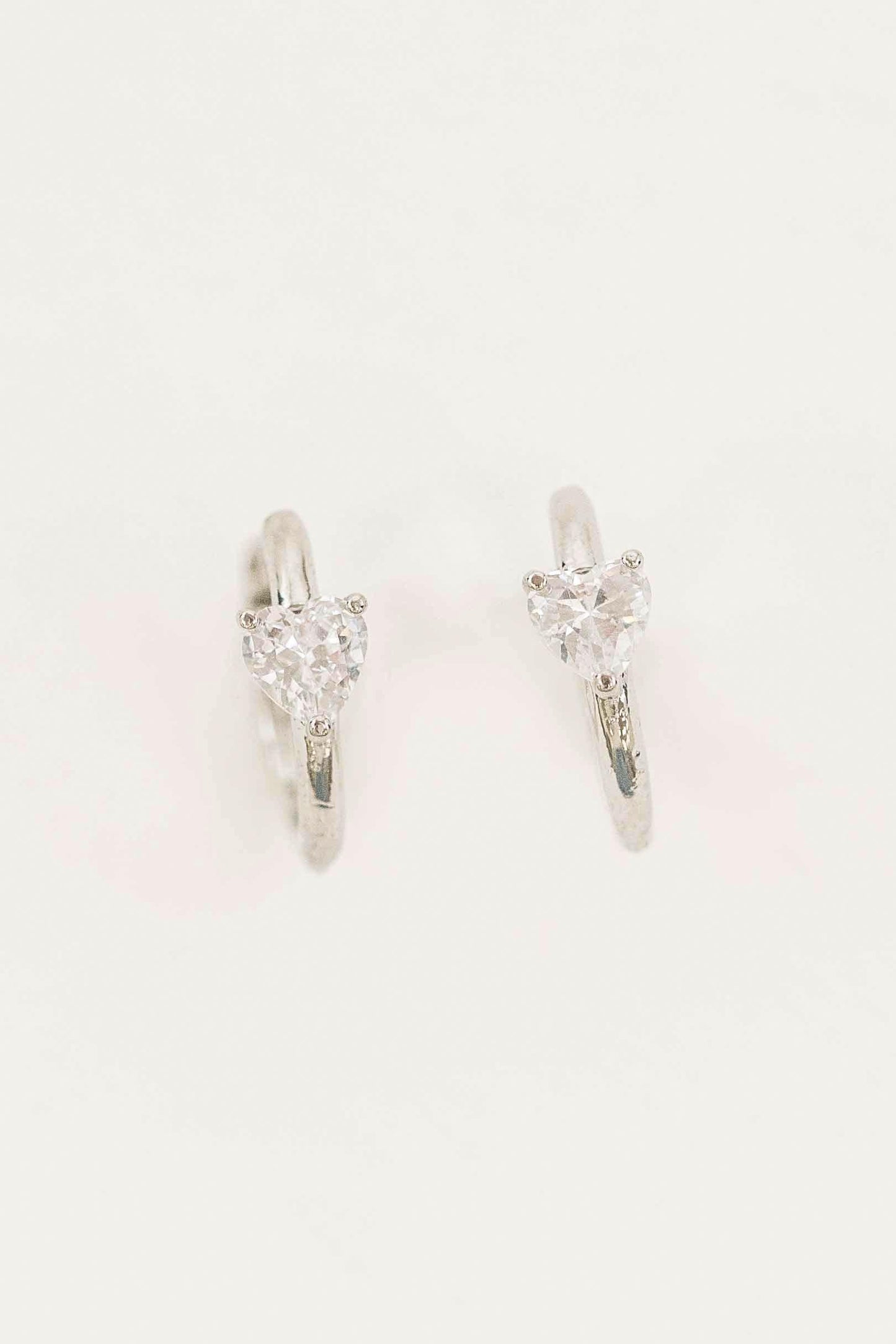 Heart Stone Hoops | Silver