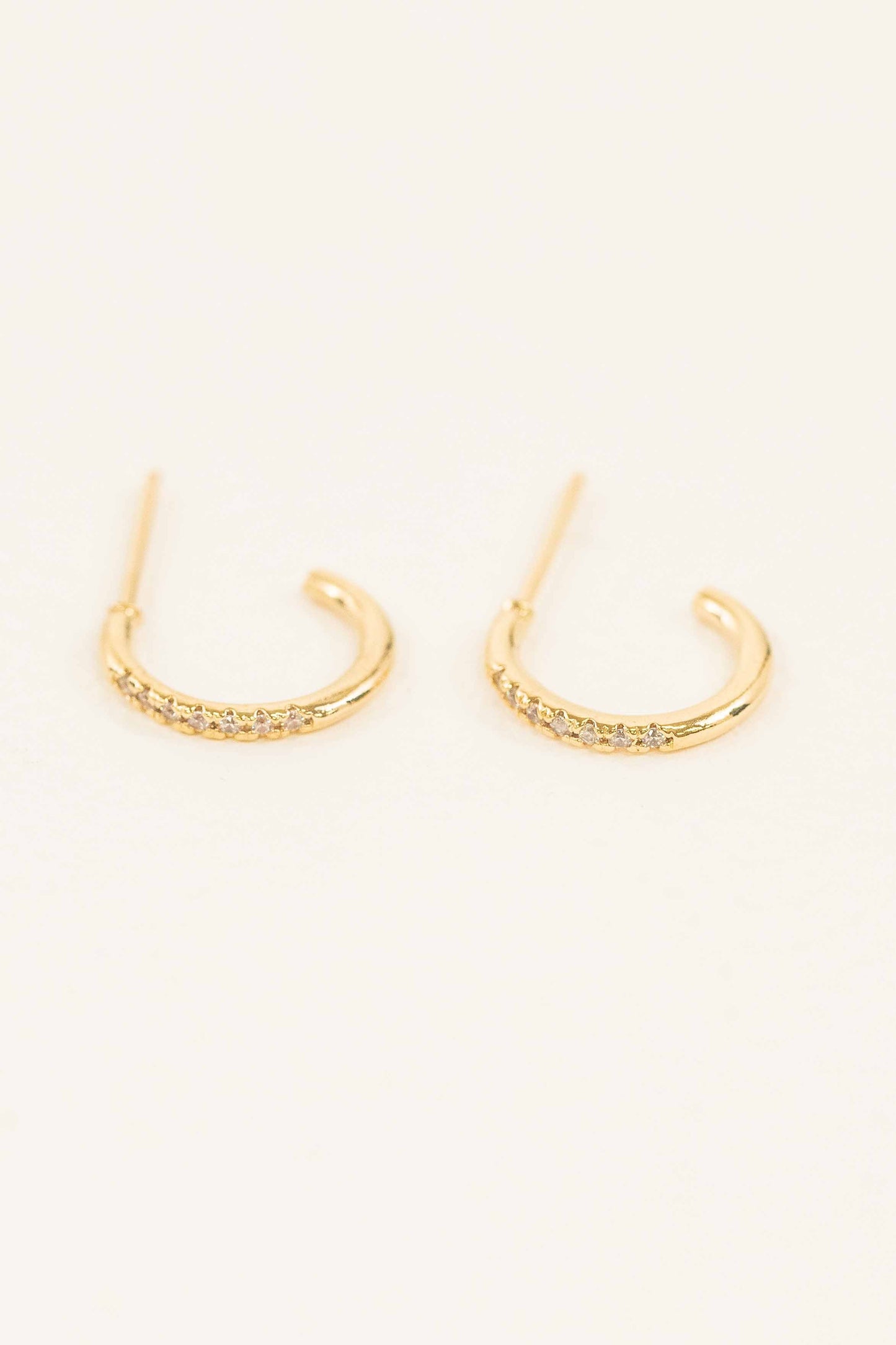 Thin Stone Hoop Earrings | Gold