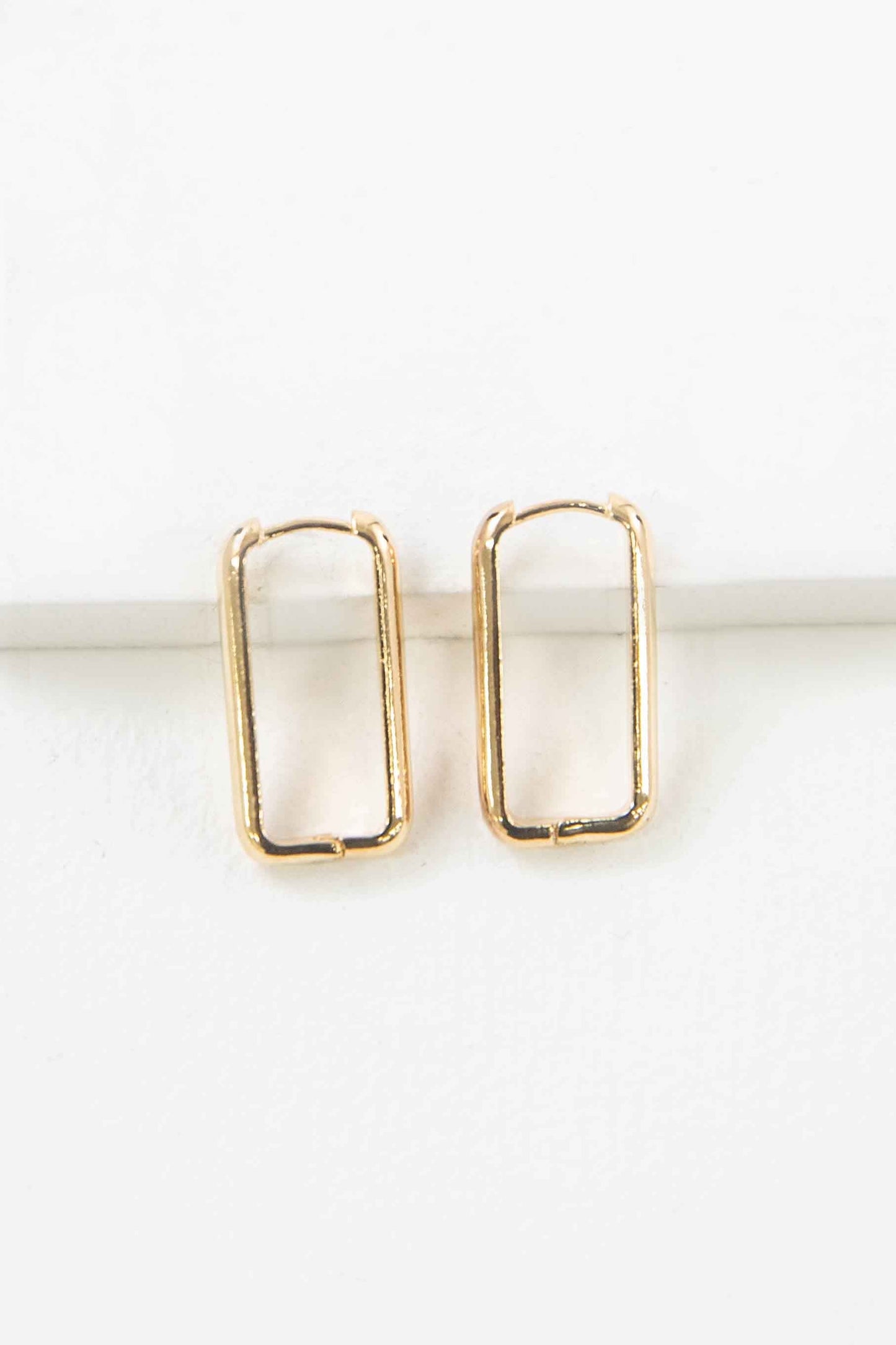 Rounded Rectangle Hoop Earrings | Gold