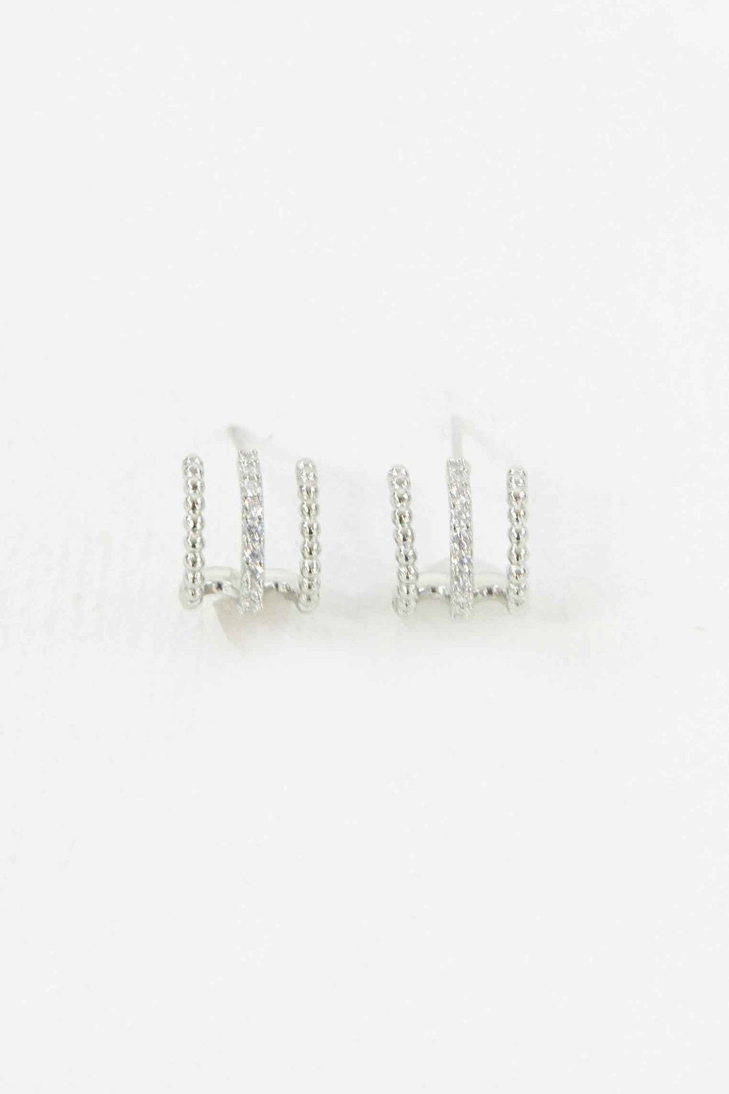 Triple Threat Huggie Hoop Earrings | Silver