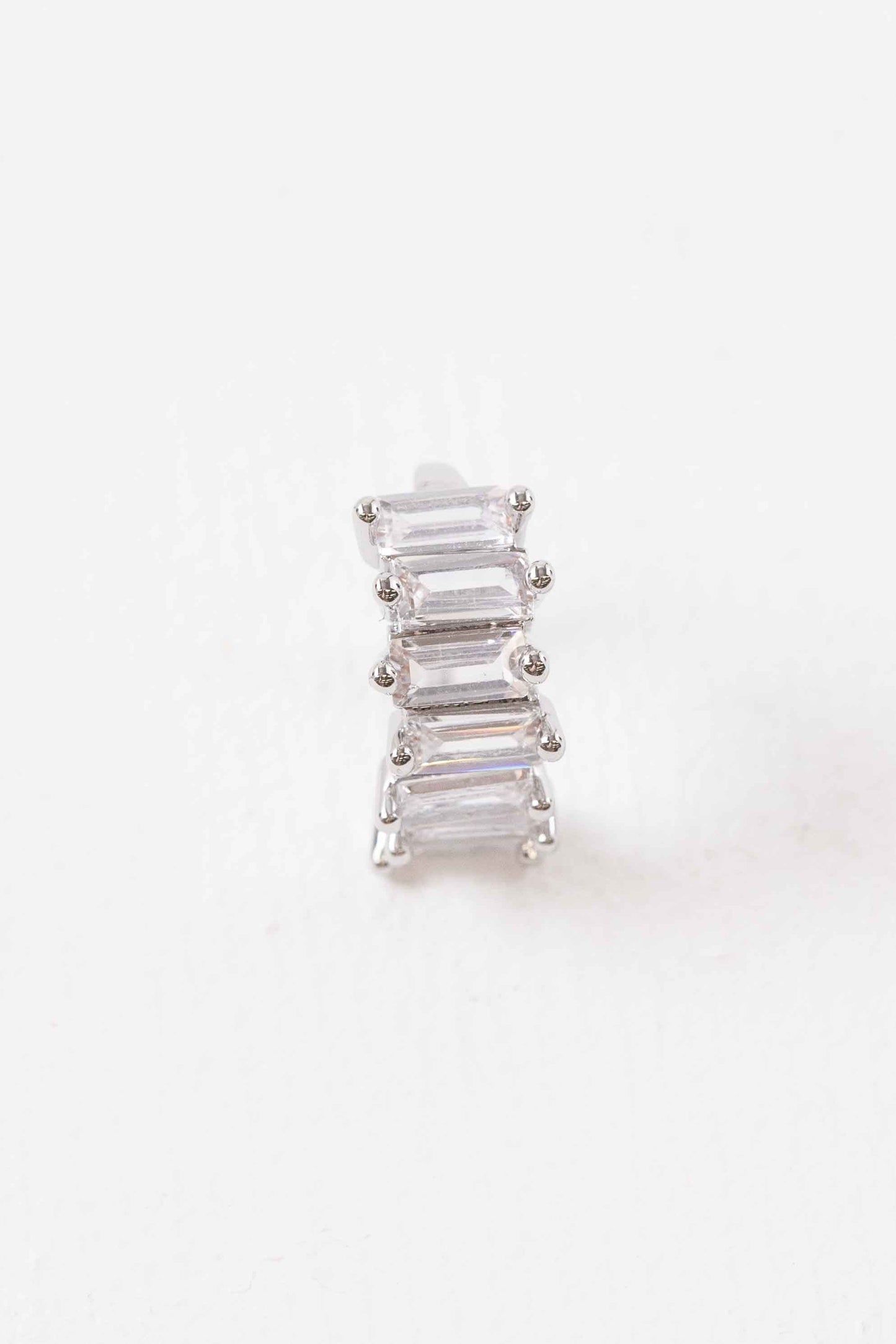Baguette Stone Cuff Earring | Silver