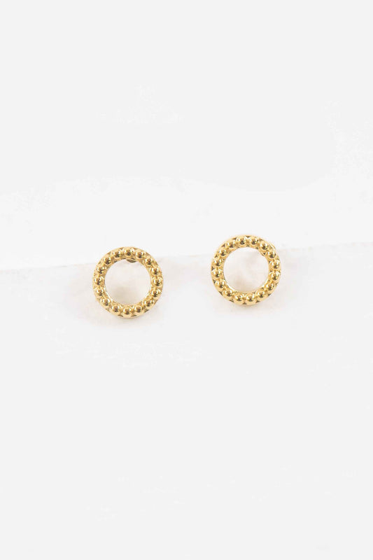 Embossed Circle Stud Earrings
