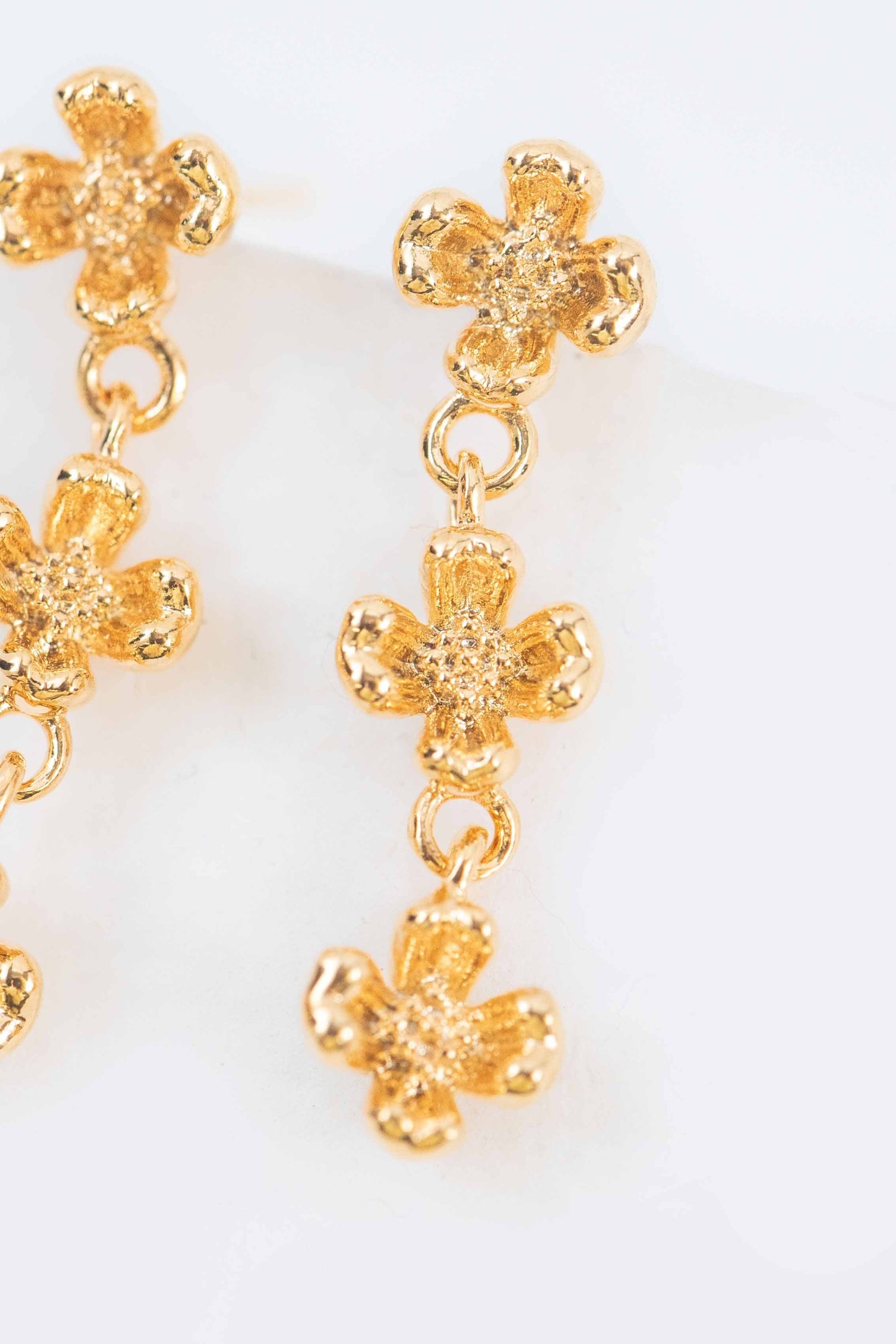 Flower Trio Drop Earrings | Gold