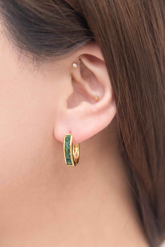 Emerald Hoop Earrings