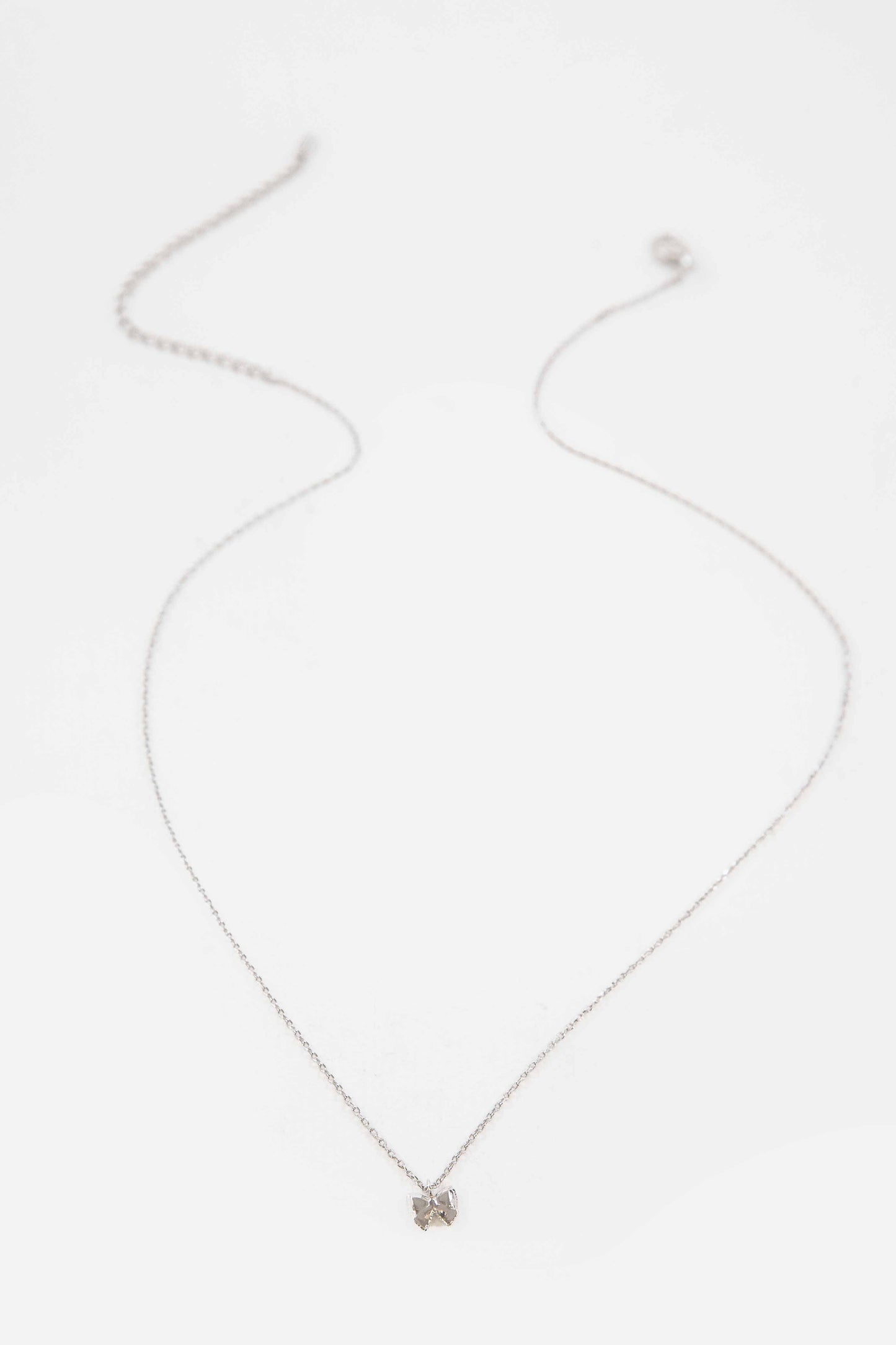 Teeny Bow Charm Necklace | Silver