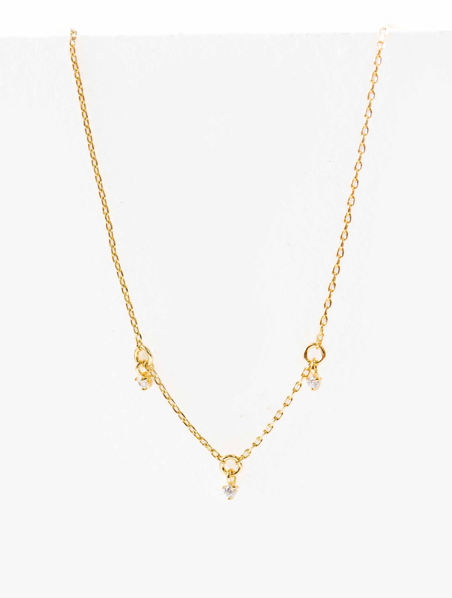 Mini Three Charm Necklace | Gold