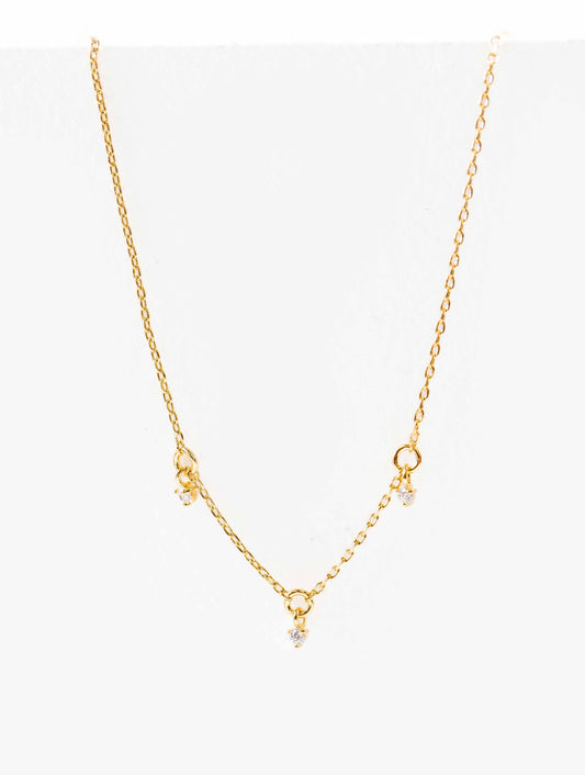 Mini Three Charm Necklace | Gold