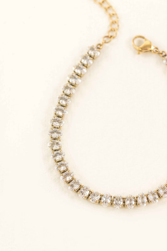 Oval Stone Tennis Bracelet | Gold