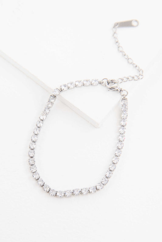Round Stone Tennis Bracelet | Silver