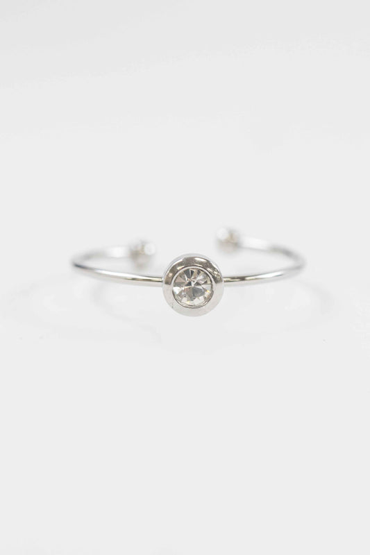 Circle Charm Adjustable Ring | Silver