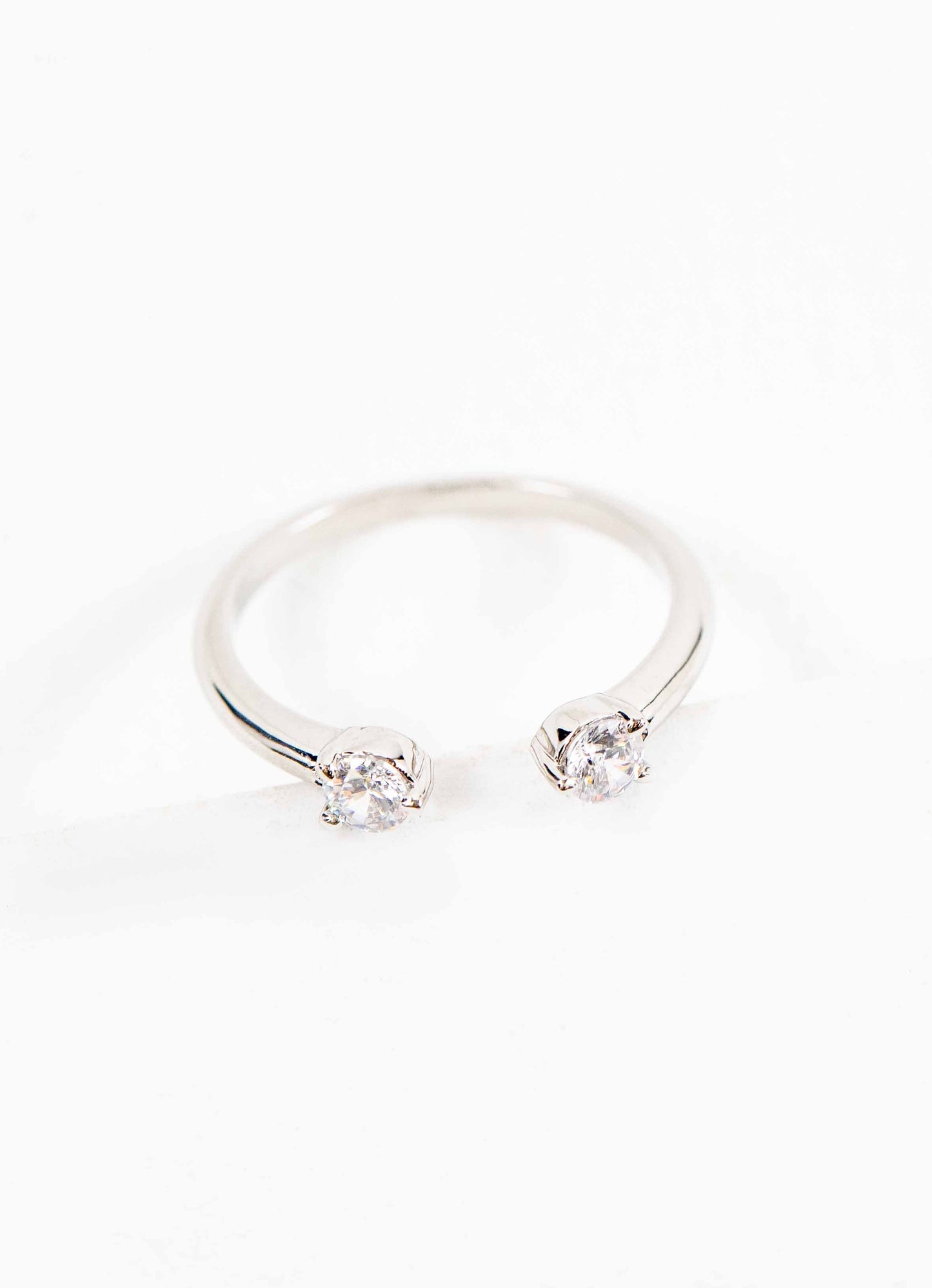 Twin Stone Adjustable Ring | Silver