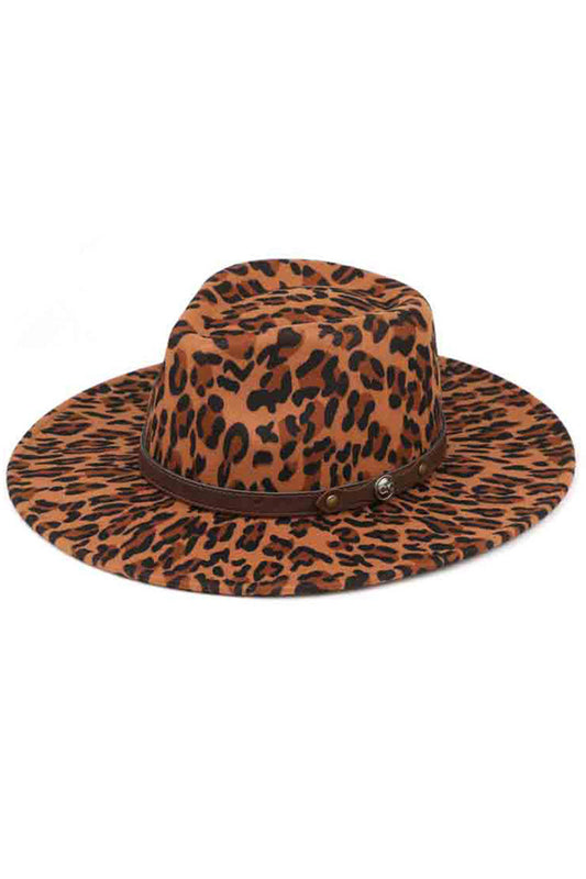 C.C Leopard Pattern Vegan Felt Panama Hat