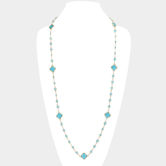Quatrefoil Station Long Necklace
