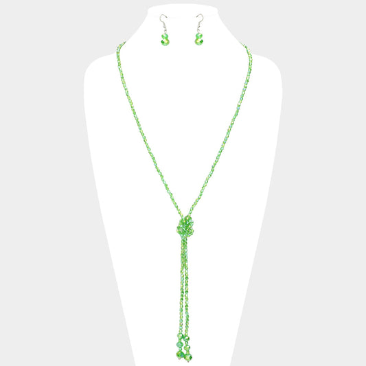 Faceted Beaded Y Shaped Necklace