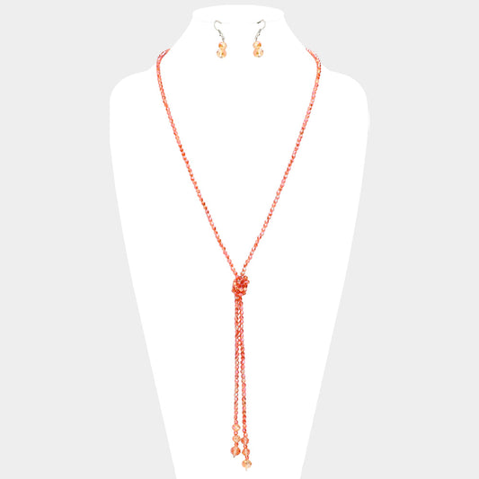 Faceted Beaded Y Shaped Necklace