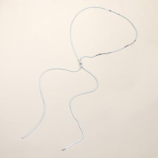 SECRET BOX_Stainless Steel Adjustable Sliding Knot Herringbone Chain Long Necklace