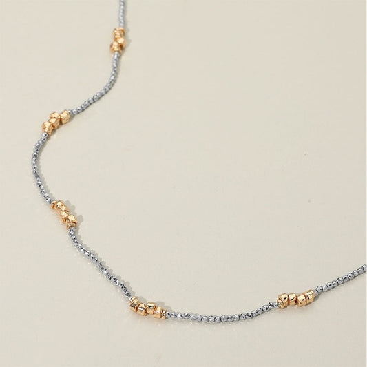 Delicate Two Tone Beaded Long Necklace