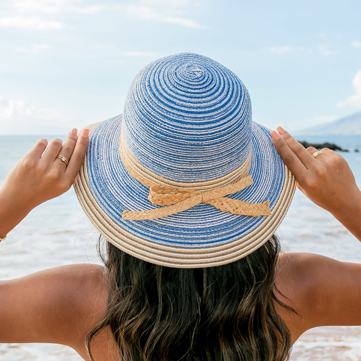 Multi Stripe Bow Accent Sunhat