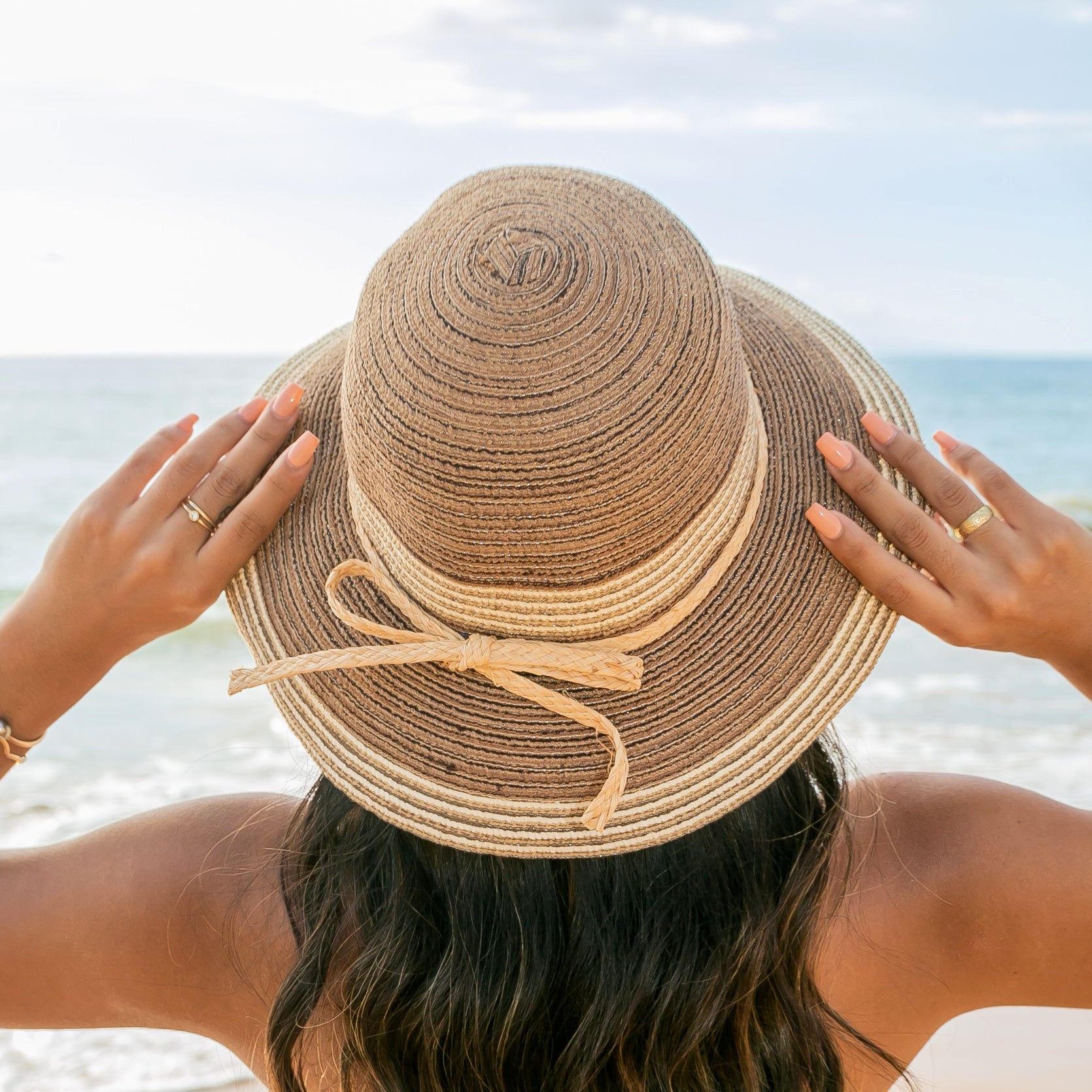 Multi Stripe Bow Accent Sunhat