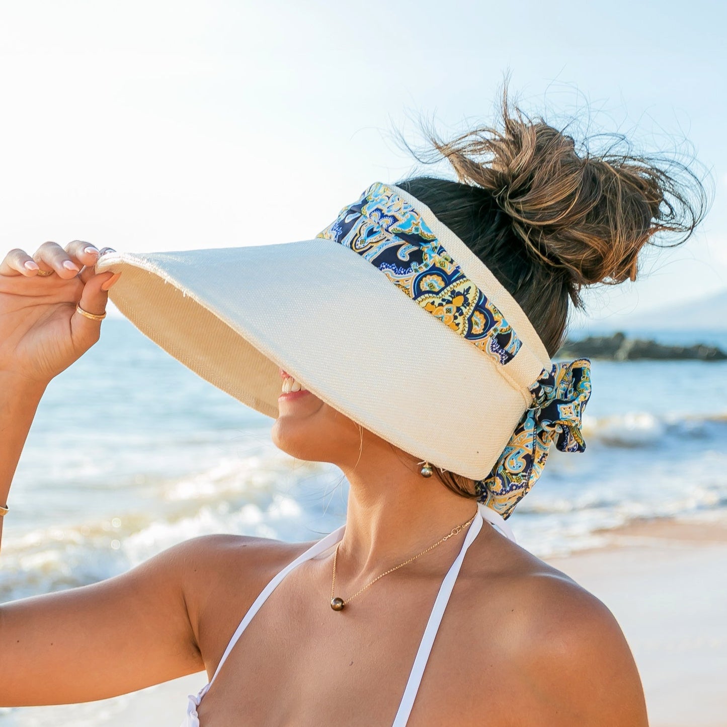 Scarf Accent Visor Hat