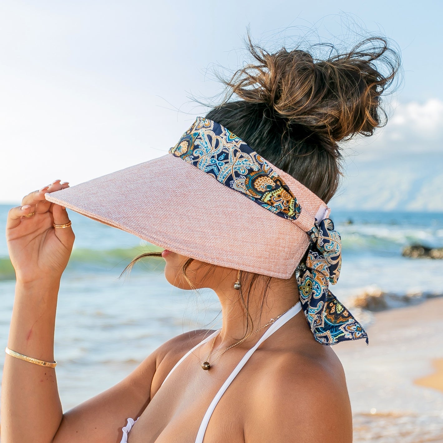 Scarf Accent Visor Hat