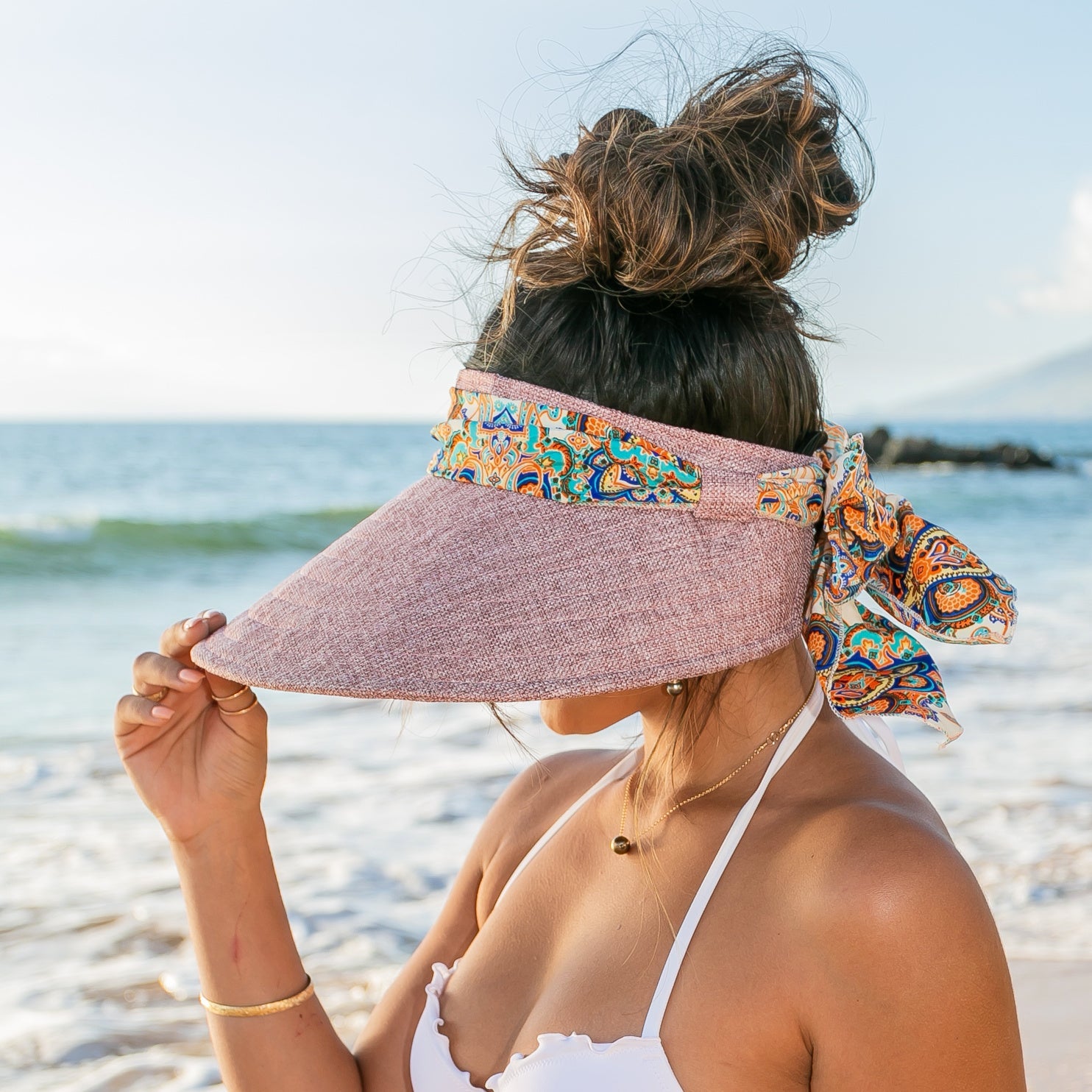 Scarf Accent Visor Hat
