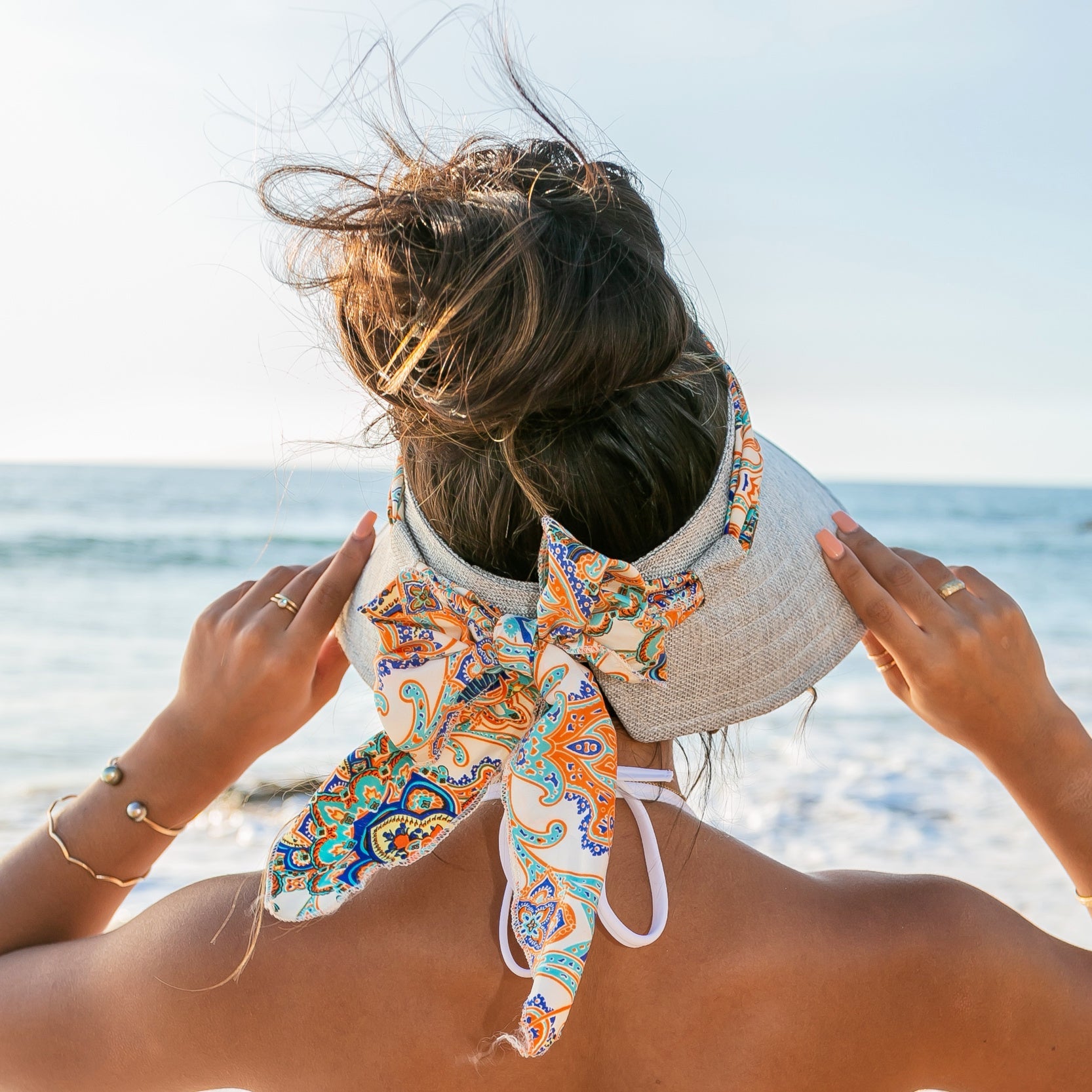 Scarf Accent Visor Hat