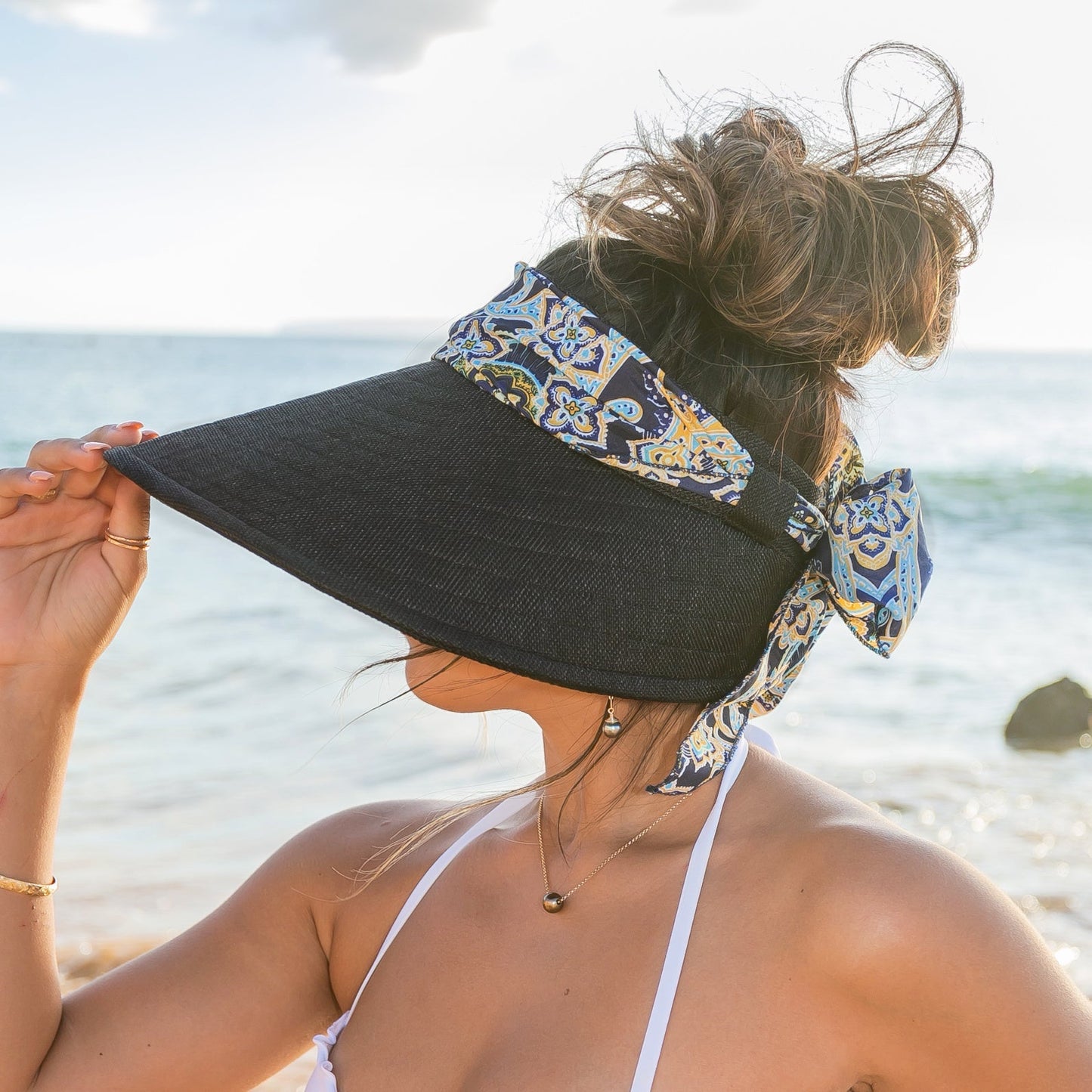 Scarf Accent Visor Hat