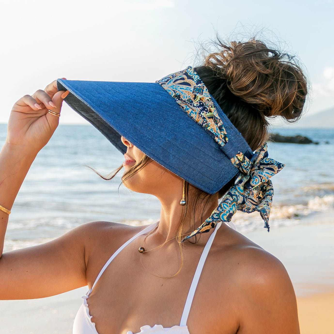 Scarf Accent Visor Hat