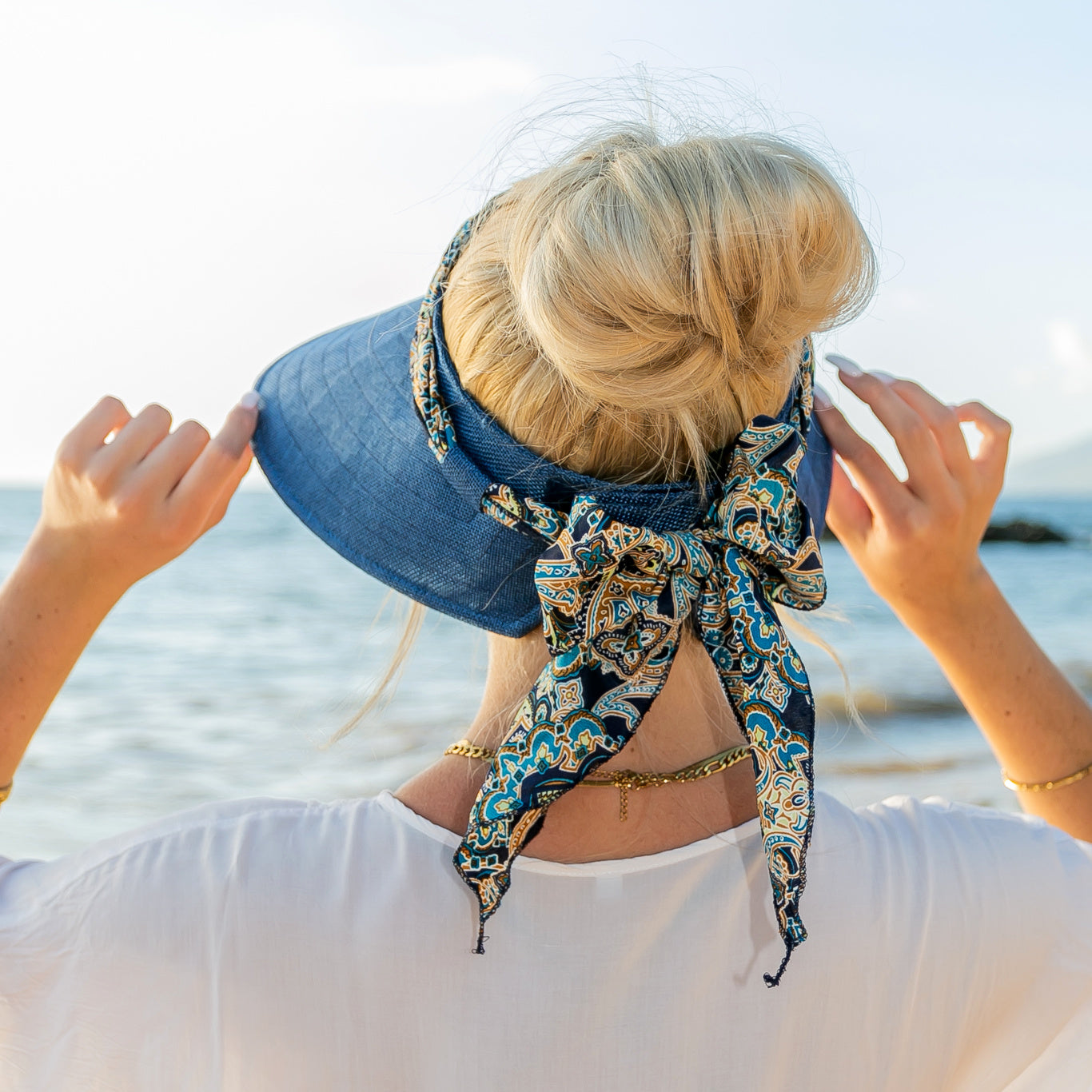 Scarf Accent Visor Hat