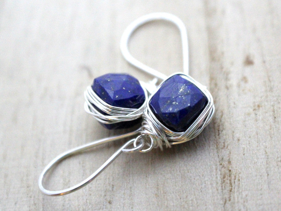 Lapis Lazuli Bezel-Style Earrings
