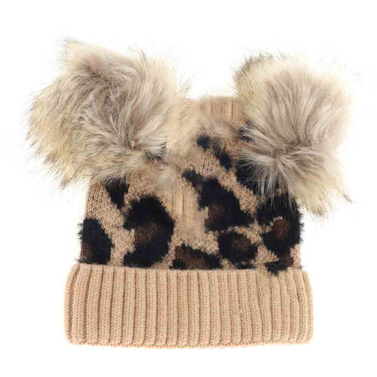 BABY Leopard Double Pom C.C Beanie