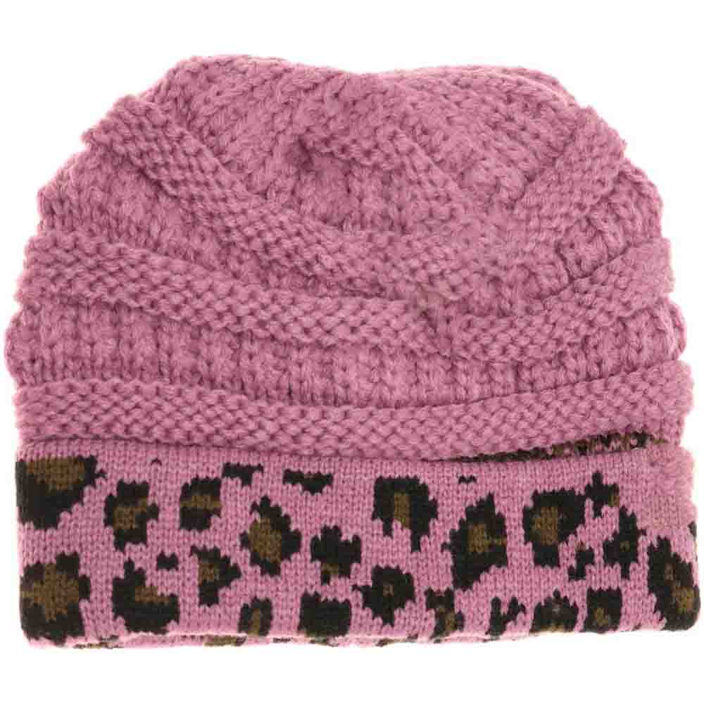 KIDS Matching Cuff Leopard Print C.C Beanie
