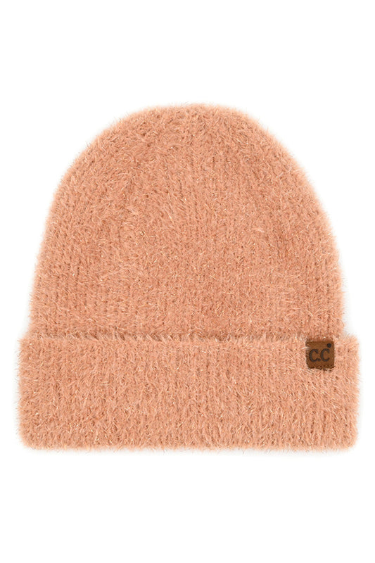 C.C Metallic Eyelash Cuff Solid Beanie