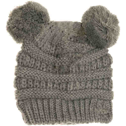 BABY Solid Double Pom C.C Beanie