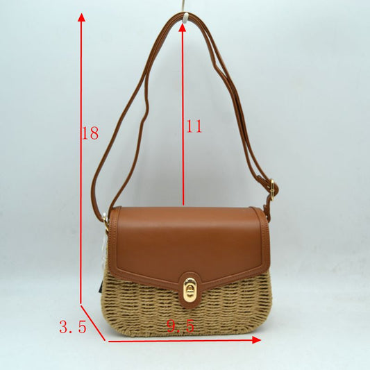 Woven Straw Flap Crossbody Bag – Chic Summer Shoulder Satchel