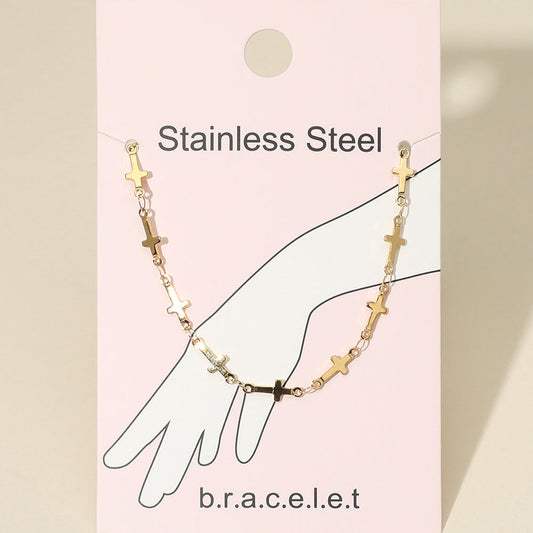 Stainless Steel Cross Link Chain Bracelet